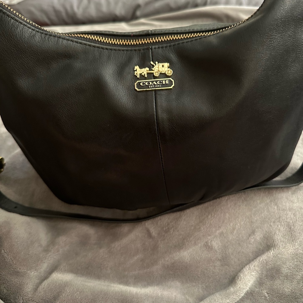 Coach Black Leather Hobo Bag